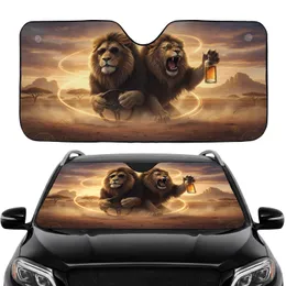 Majestic Roaring Lions African Savanna - Adventure Journey Wildlife Lover Gift Car Sunshade