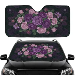 Vibrant Purple Lavender Roses Emerald Foliage - Floral Lover Home Decor Gift Car Sunshade