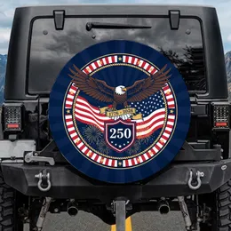 Bald Eagle American Flag 250th Anniversary Shield - Independence Day Gift for Veterans Spare Tire Cover