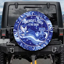 Patriotic Swirls Waves 1776-2026 - USA 250th Anniversary Independence Day Gift for Veterans Spare Tire Cover