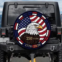 Bald Eagle American Flag Stained Glass 1776-2026 - USA 250th Anniversary Patriotic Gift Spare Tire Cover