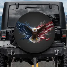 Bald Eagle American Flag Patriotic Emblem - Independence Day Gift for Fathers and Veterans Spare Tire Cover