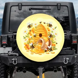 Honeybees Beehive Honey Pot Daisy Field - Sunny Meadow Home Decor Gift Spare Tire Cover