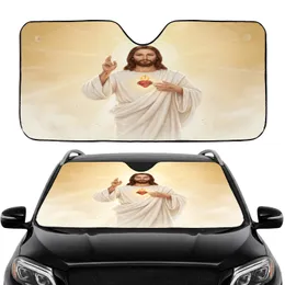 Jesus Christ Sacred Heart Divine Light Rays - Spiritual Reflection Gift for Believers Car Sunshade