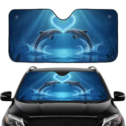 Majestic Dolphins Glowing Heart - Ocean Lover Marine Wildlife Gift Car Sunshade