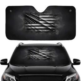 Black White Distressed American Flag - USA Pride Daily Display Gift for Veterans Car Sunshade