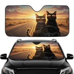 Anthropomorphic Cat Duo Aviator Sunglasses Desert Road - Adventure Journey Gift Car Sunshade