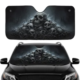 Ancient Human Skulls Bone Fragments Prominent Skull Pile - Ethereal Mist Cavern Gothic Gift Car Sunshade