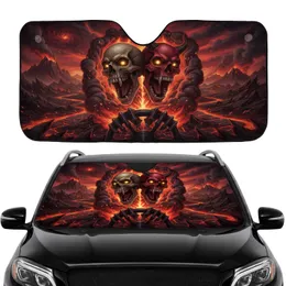 Screaming Bone & Demonic Skulls Fiery Hellscape - Gothic Car Decor Gift Car Sunshade