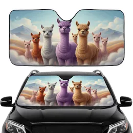 Charming Fluffy Alpacas Rolling Hills Mountains - Alpaca Lover Gift Car Sunshade