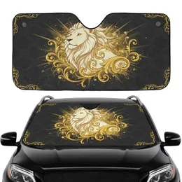 Majestic White Lion Golden Baroque Filigree - Home Decor Gift for Lion Lover Car Sunshade