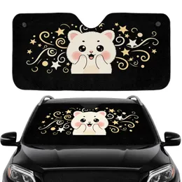 Fluffy Cream Kitten Blush Cheeks Starry Swirls Orbs - Pet Owner Car Interior Accessory Car Sunshade