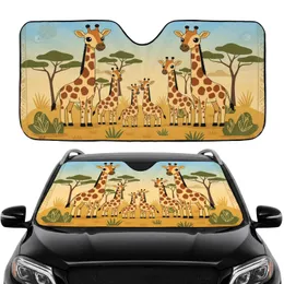 Giraffe Herd Savanna Acacia Tree Wildlife Lover Gift for Animal Enthusiasts Car Sunshade