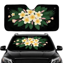 Plumeria Flowers Tropical Leaves - Beach Getaway Driving Gift Car Sunshade
