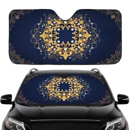 Baroque Medallion Golden Scrollwork Pearls - Everyday Vehicle Gift for Drivers Car Sunshade