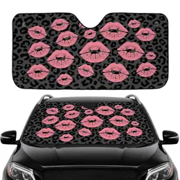 Bubblegum Pink Kiss Marks Black Leopard Spots - Home Decor Gift Car Sunshade