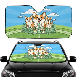 Corgi Dogs Driving Open Road Adventure with Happy Smiles - Dog Lover Everyday Gift Car Sunshade