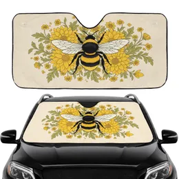 Striped Bumblebee Yellow Chrysanthemum Flowers - Wildlife Lover Gift Car Sunshade