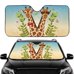 Giraffes with Glasses Red Bow Tie Aviators - Road Trip Travel Essentials Car Sunshade
