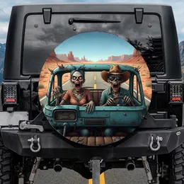 Screaming Zombies Desert Highway Vehicle - Road Trip Decor Horror Fan Gift Spare Tire Cover