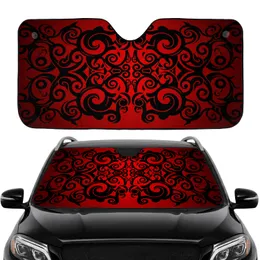 Organic Interlocking Black Red Tribal Swirls - Everyday Vehicle Interior Lifestyle Accent Car Sunshade