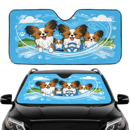 Papillon Dogs Driving Wind Streaks - Road Trip Lifestyle Gift for Dog Owners Car Sunshade