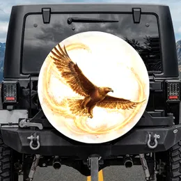 Golden Eagle Flight Energy Bursts Light Trails - Wildlife Lover Gift Outdoor Adventure Accessory Spare Tire Cover