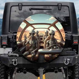 Grey Aliens Desert Road Trip - Adventure Lover Gift for Sci-Fi Fans Spare Tire Cover