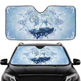 Crystalline White Tiger Golden Eye Ice Formations - Wildlife Lover Gift Car Sunshade