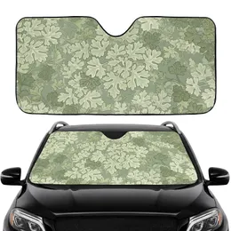 Stylized Layered Foliage Muted Green Cream Botanical Mosaic - Home Decor Gift for Plant Lover Car Sunshade