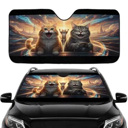 Driving Tabby Cats Road Trip Adventure - Cat Lover Gift for Travel Car Sunshade