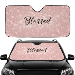 Blessed Black Cursive Script with Shimmering Bokeh Lights - Everyday Appreciation Gift Car Sunshade