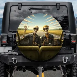 Cheerful Skeletons Sunglasses Highway Drive - Open Road Adventure Gift Spare Tire Cover