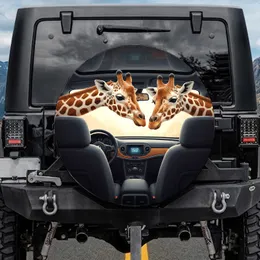 Two Giraffes Peering Car Cabin - Wildlife Auto Decor Gift for Animal Lover Spare Tire Cover