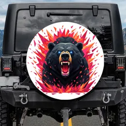 Roaring Black Bear Geometric Shards - Wildlife Lover Gift Spare Tire Cover