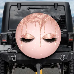 Closed Eyes Rose Gold Glitter Eyelids - High-End Luxury Home Decor Gift for Beauty Lover Spare Tire Cover