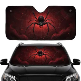 Menacing Black Spider Red Hourglass Mark Intricate Web - Dark Realm Horror Fan Gift Car Sunshade