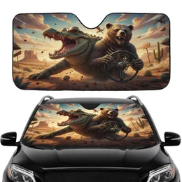 Alligator Skeletal Bear Desert Road Trip - Adventure Seeker Car Enthusiast Gift Car Sunshade