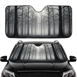 Dense Forest Dark Silhouette Bare Deciduous Trees Foggy Sky - Everyday Nature Lover Gift Car Sunshade