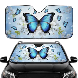 Blue Morpho Butterfly Cherry Blossom - Wildlife Lover Gift Car Sunshade