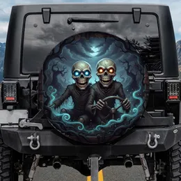 Ghoulish Grinning Skeletons Adventure Journey - Road Trip Lover Gift for Drivers Spare Tire Cover