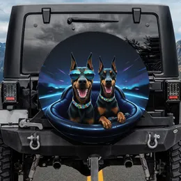 Doberman Dogs Aviator Sunglasses Night Journey - Dog Lover Travel Gift Spare Tire Cover