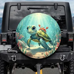 Lush Sea Grasses Coral Sea Turtle Crab Marine Environment - Aquatic Decor Gift Spare Tire Cover