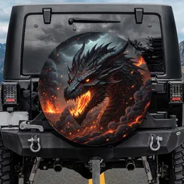 Fearsome Dragon Roaring Molten Fire - Fantasy Lover Gift Spare Tire Cover