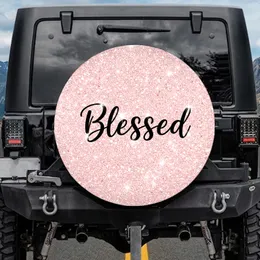 Blessed Shimmering Glitter Stardust - Grateful Living Daily Inspiration Decor Gift Spare Tire Cover
