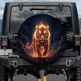 Majestic Tiger Glowing Fire - Strength Symbol Gift for Wildlife Fans Spare Tire Cover
