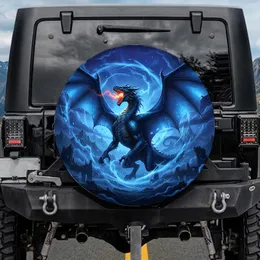 Blue Dragon Roaring Majestic Wings Dark Fantasy Realm - Fantasy Lover Gift Spare Tire Cover