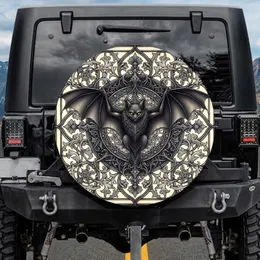 Gothic Bat Stained Glass Filigree Floral - Decor Gift for Gothic Lover Spare Tire Cover
