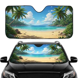 Tropical Beach Palm Tree Ocean View - Everyday Vehicle Decor Gift for Beach Lovers Car Sunshade