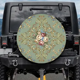 Antique Rose Forget-Me-Not Acanthus Tendril Floral Spare Tire Cover